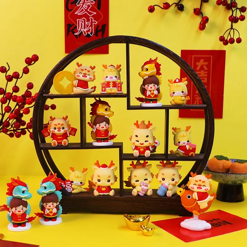 Chinese-style Baby Cake Decoration Chinese New Year of the Dragon Baby Full Moon 100 Days Cake Topper for Kids 1st Birthday Cake