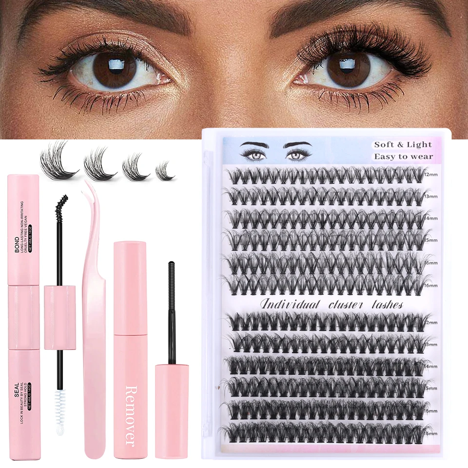 

DIY Lash Extension Kit 120 PCS Individual Eyelash Extension Kit Cluster Lashes Kit Lash Glue Remover for Eyelash Extensions