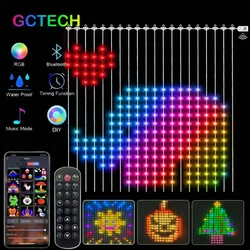 Cortina de luces LED RGB inteligente, guirnalda de luces de hadas con Control por aplicación Bluetooth, pantalla de imágenes DIY, decoración de fiesta de boda, jardín