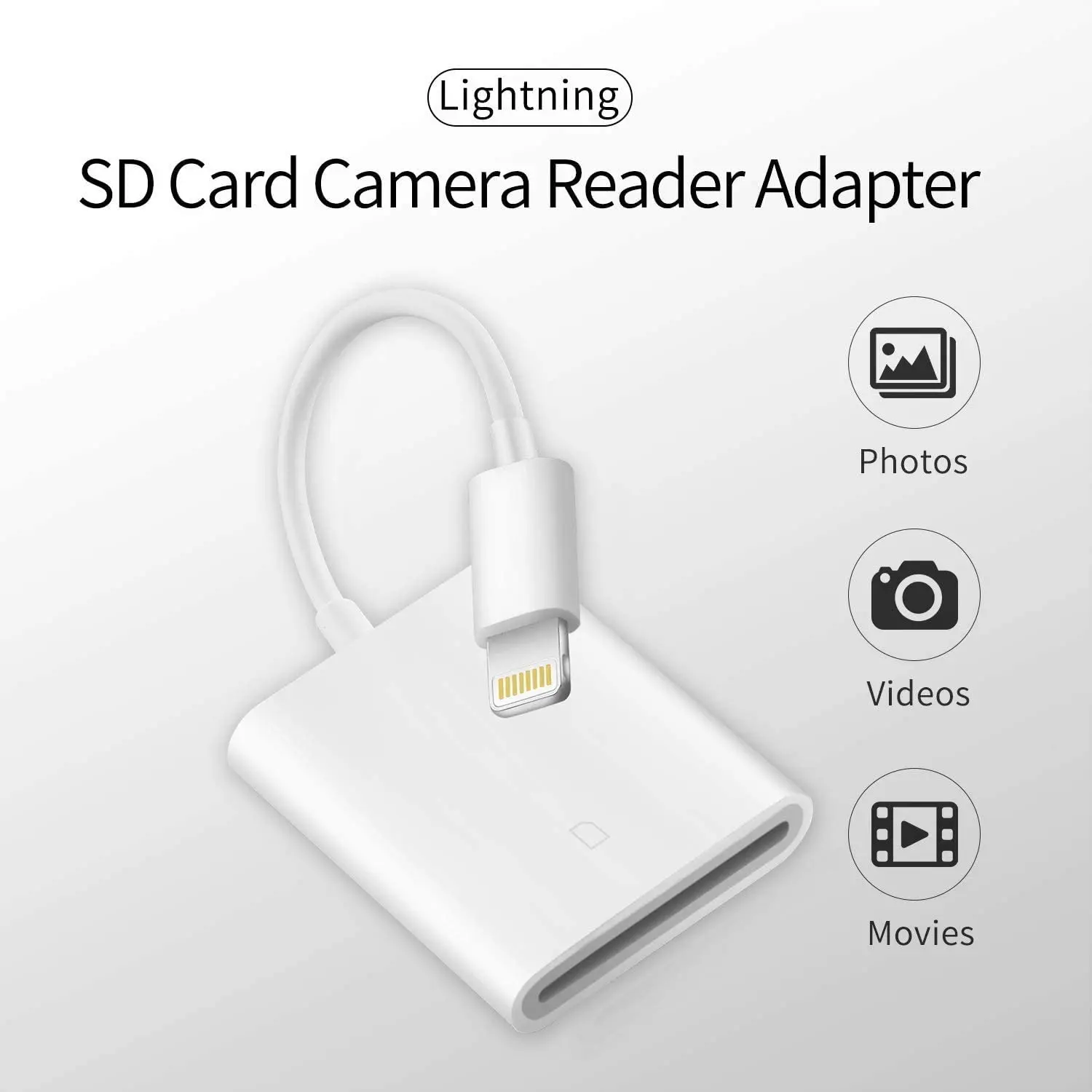 Lightning to SD Card Camera Reader Memory Card Reader Trail Camera Viewer SD Card Adapter for iPhone 12/11/XS/XR/X/8/7