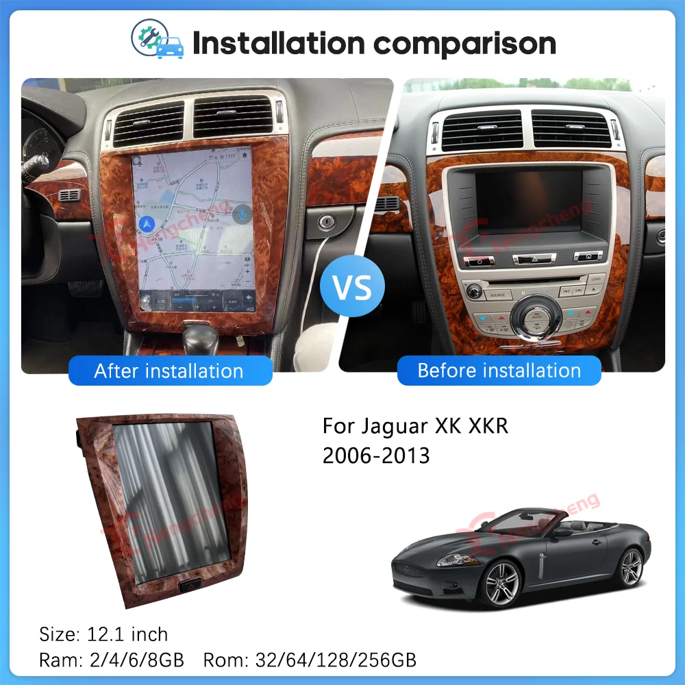 12.1Inch Car Multimedia Video Player For Jaguar XK XKR 2006-2013 GPS Navigation Radio Android 13 8Core Carplay Auto 4G 360camera