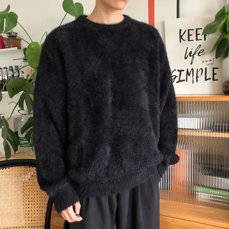 

Autumn Winter Fleece Pullover Sweater Women Solid Color Casual Thick Warm Sweatshirts Korean Couple Loose White Sweater Y2k 후드티