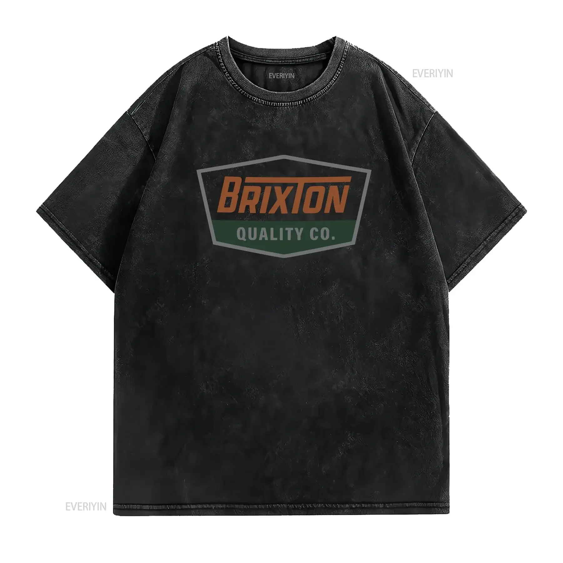 Brixton Regal  T Shirt Black Rust vintage Washed graphic Stylish Slightly Stretched fashion streetwear Unisex homme Versatile
