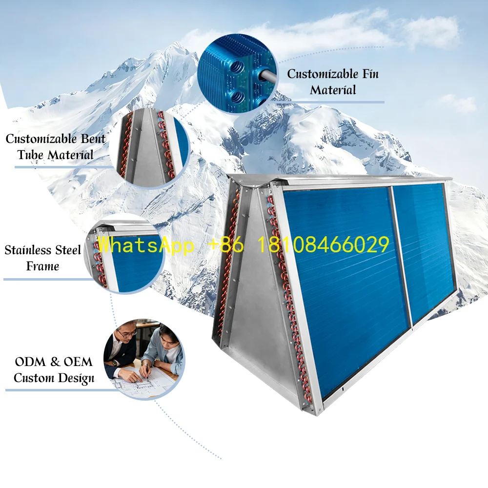 High Efficiency Copper Tube Hydrophilic Aluminum Fin Condenser Refrigeration Equipment Heat Exchange Element Cold Chain