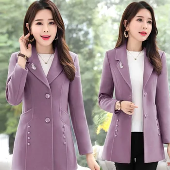 Autumn Winter Wool Jacket Womens Clothing Mid Long Double Breasted Woolen Coats Slim Wild Elegant Female Korean Outerwear M-4XL