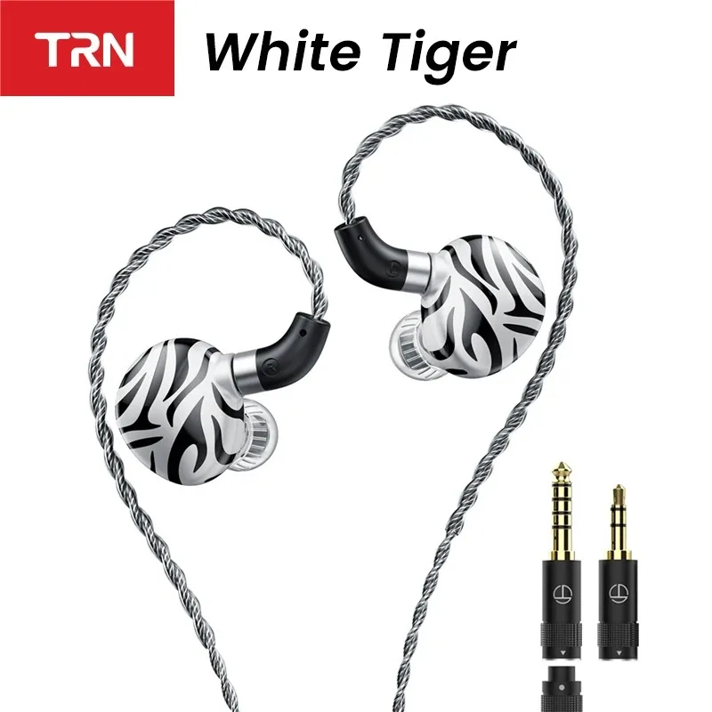 

TRN White Tiger Hybrid Dual Dynamic Driver + Planar Diaphragm HIFI in-Ear Earphones with 3.5+4.4MM Plug 2Pin Detachable Cable