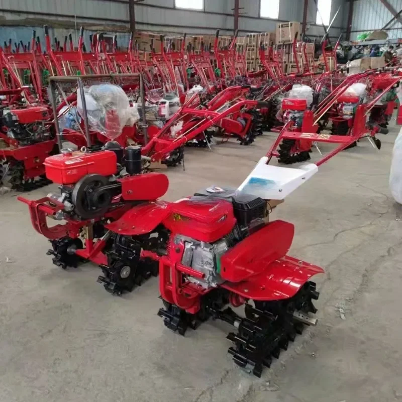 Track Mini-Tiller Multi-Function Furrow Loosening Soil Weeding and Fertilization Seeding Tiller