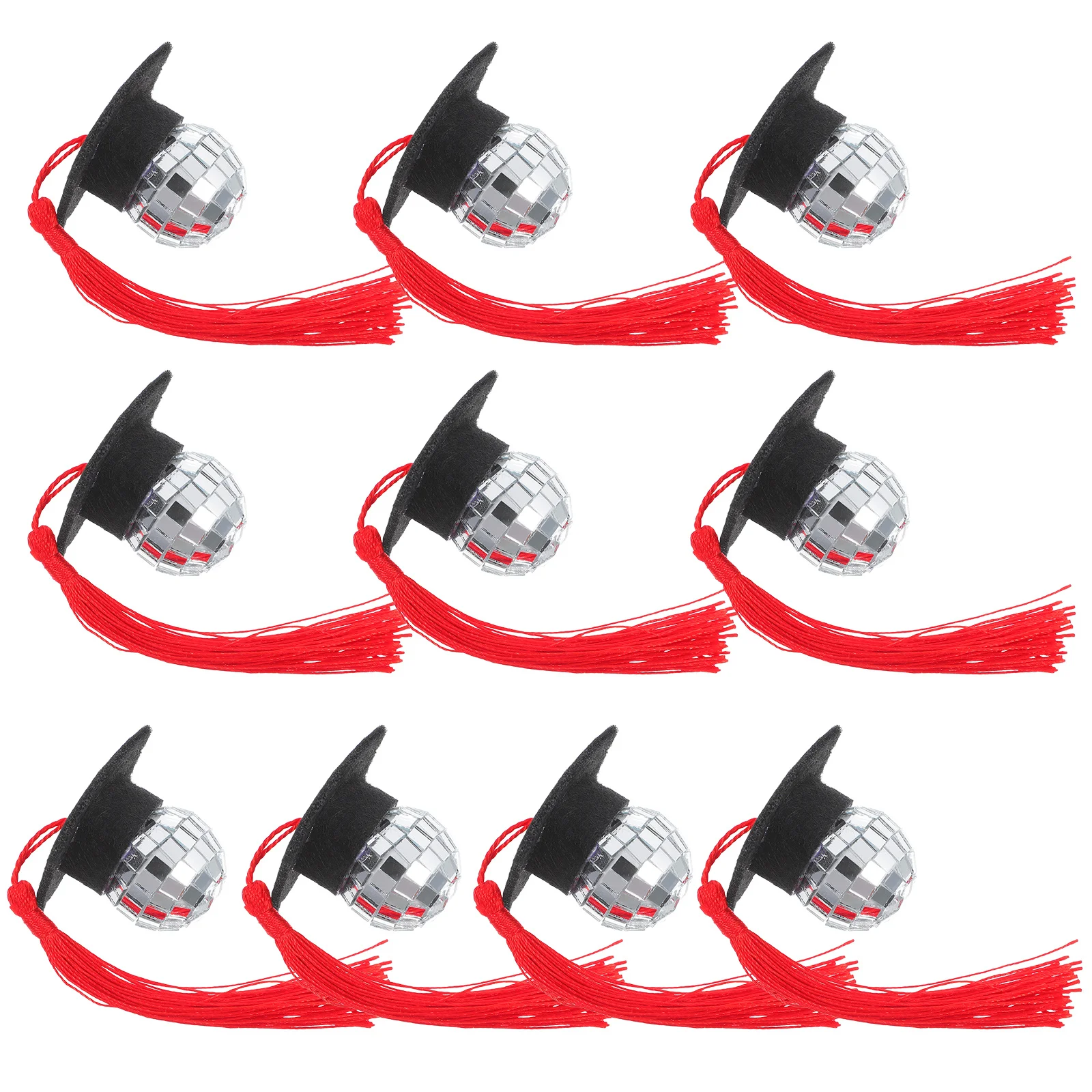 

10Pcs Graduation Disco Ball Tassel Cap Cupcake Toppers DIY Grad Party Decor Kindergarten High School College Masters Events
