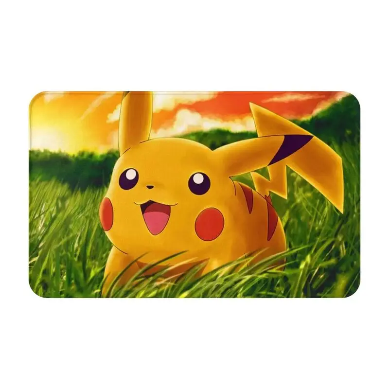 Custom Cartoon Animation Pokemon Pikachu Doormat Non-Slip Entrance Bath Kitchen Floor Door Mats Living Room Carpet Rug