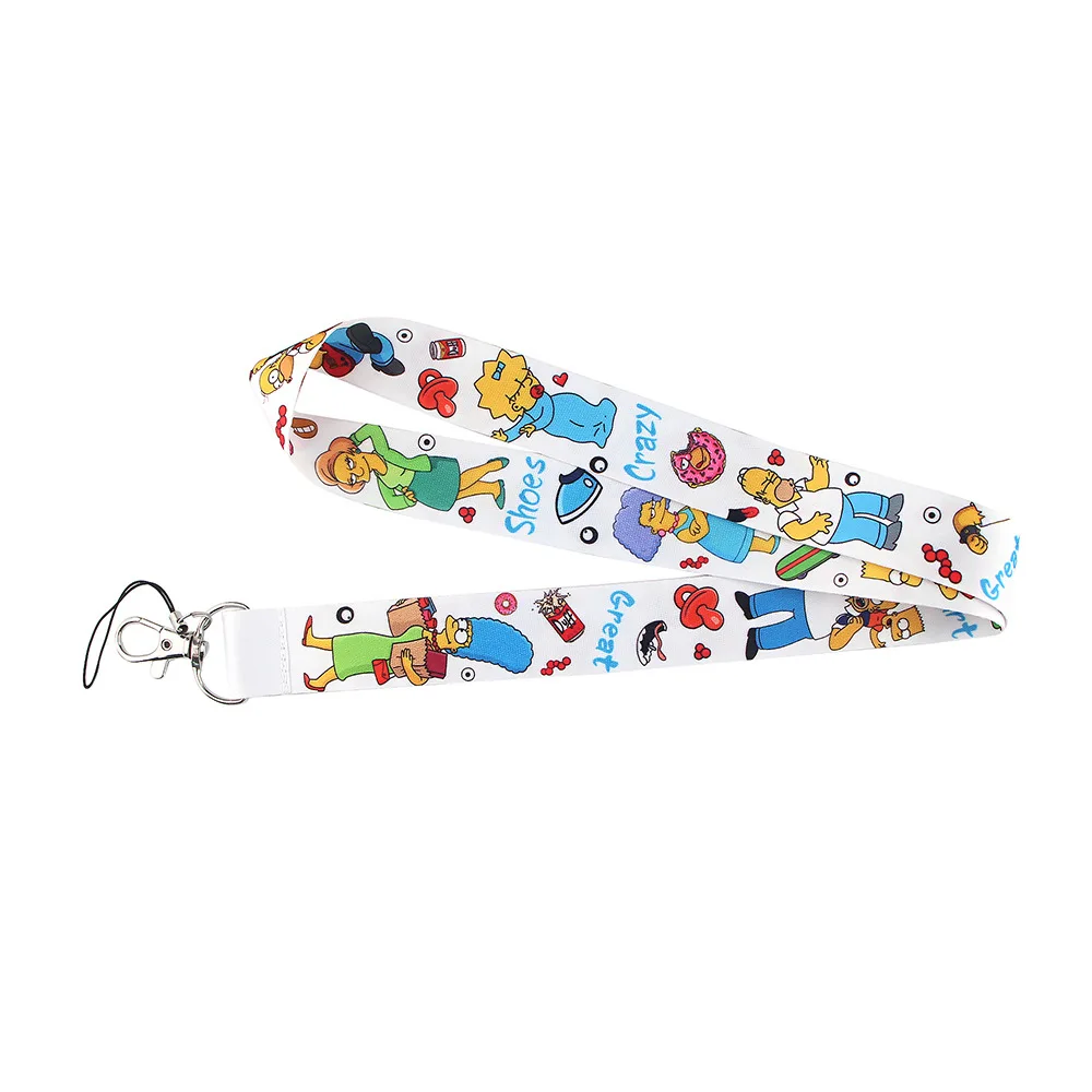 Simpson Cartoon Key Lanyard ID Badge Holders Animal Phone Neck Straps with Keyring Phone Accessories D042