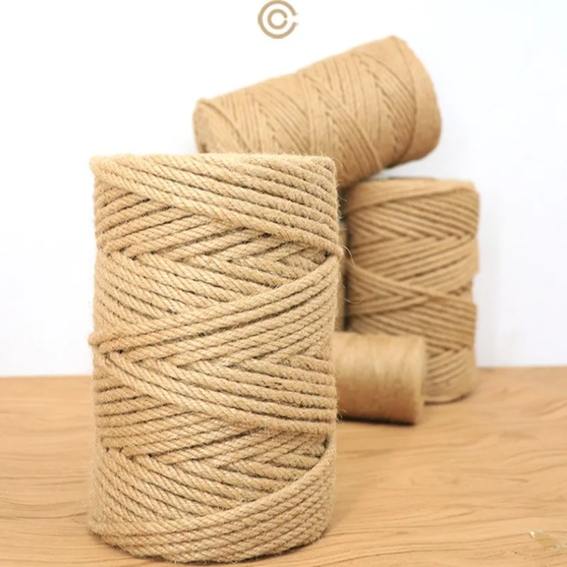 6mm Natural Jute Rope Twine Wrapping Handmade Vintage Burlap String DIY Party Wedding Cat Scratch Climbing Frame Home Decortion
