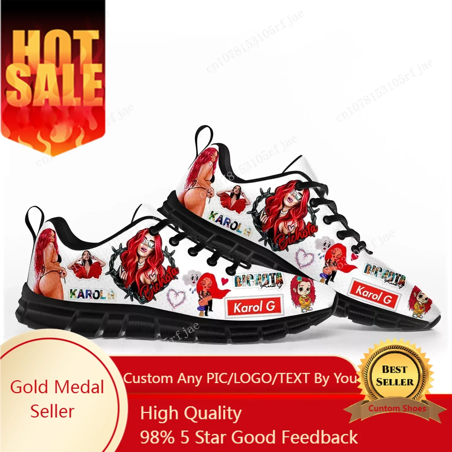 

Karol G Bichota Спортивная обувь Мужские женские кроссовки Повседневная обувь для пар на заказ Черный