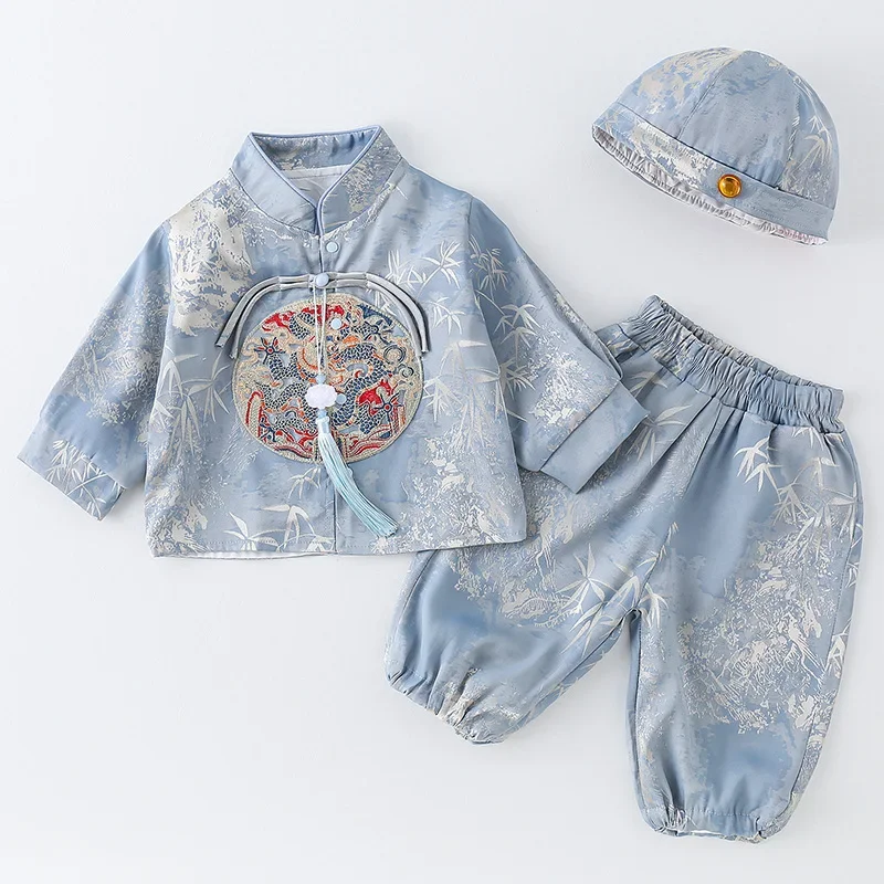 2024 جديد تانغ الصينية التقليدية زي لحديثي الولادة طفل الفتيان هدية عيد ميلاد الملابس عيد الميلاد طويلة الأكمام الأطفال تانغ دعوى