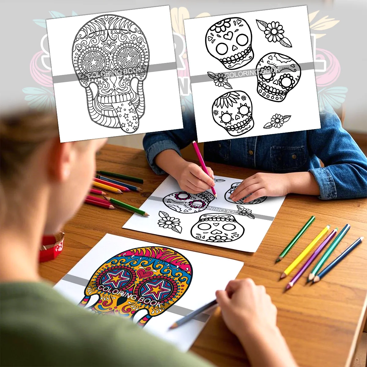 Adult Picture Book: Skull-Themed Coloring and Doodle Art for Unique Designs and Creative Expression
