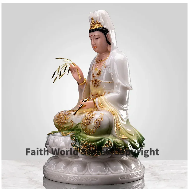 30CM large Buddhism figure jade Goddess Guan yin GOD Avalokitesvara buddha Asia HOME safe protection Prosperity FENG SHUI statue