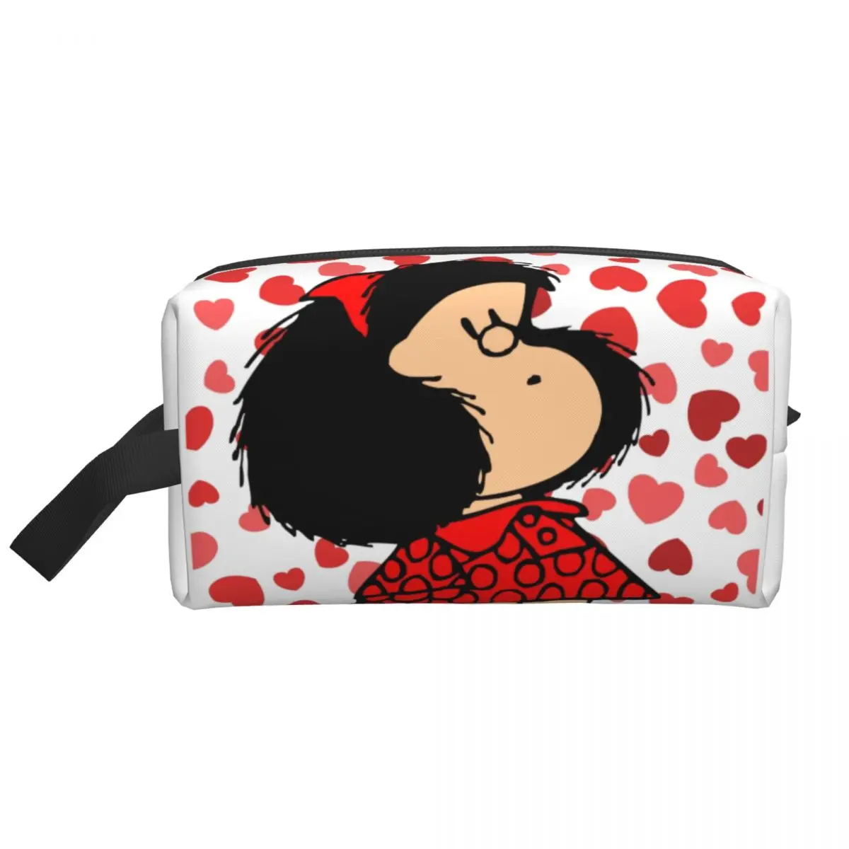 

Custom Mafalda Power Toiletry Bag for Women Quino Kawaii Cartoon Cosmetic Makeup Organizer Ladies Beauty Storage Dopp Kit Box