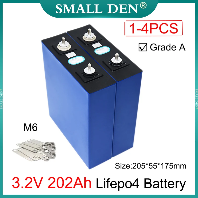 1-4pcs New 3.2V 200Ah 202Ah Lifepo4 Battery Grade A DIY 12V 24V Solar E-car RV Outdoor Power Lithium Iron Phosphate Battery Pack