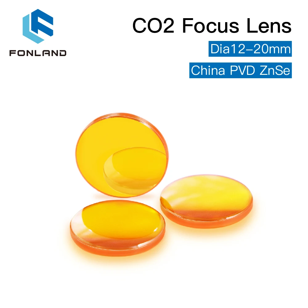 FONLAND China CO2 ZnSe Focus Lens Dia.12/15/18/19.05/20MM FL38.1/50.8/63.5/101.6/127MM for Laser Engraving Cutting Machine