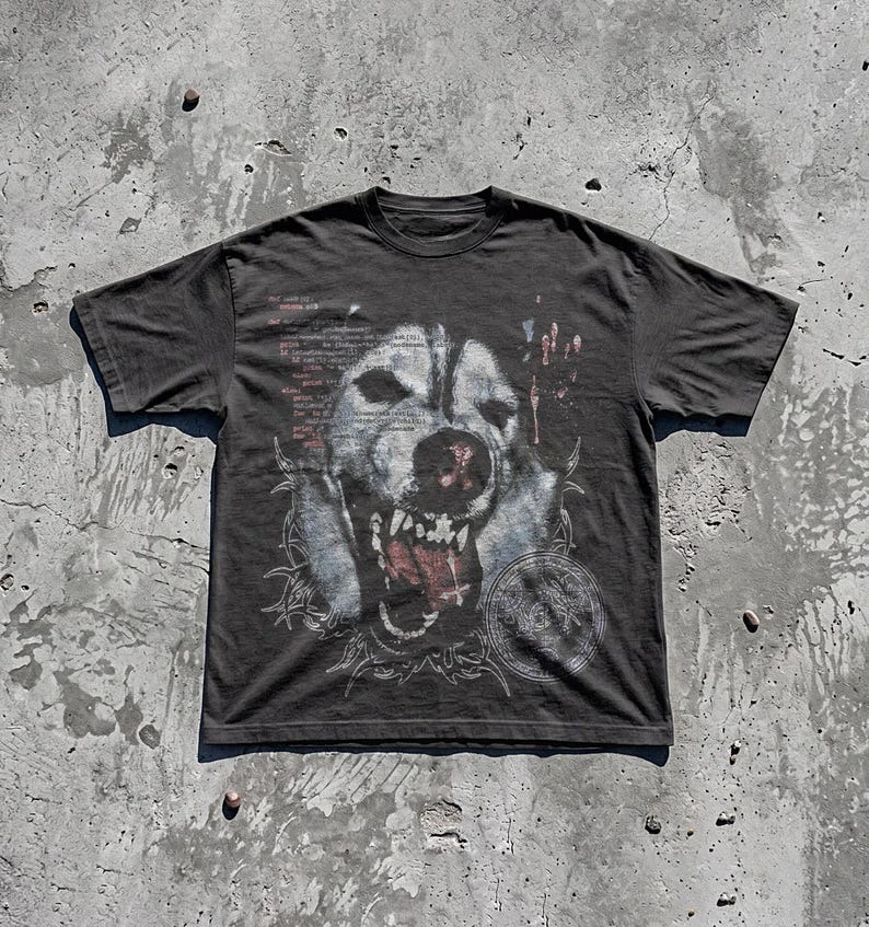 Demon Dog T-shirt Oversized Unisex Streetwear Trendy Cotton Fashion Street Casual Classic Loose hot product Breathable Couples