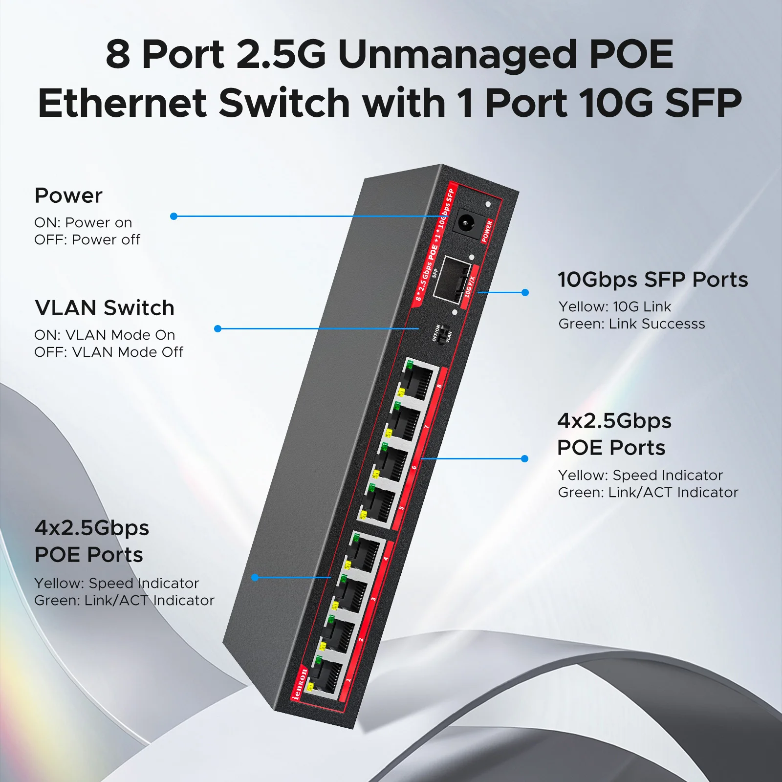 Commutateur réseau Ethernet pour caméra IP sans fil, système de caméra de vidéosurveillance, 2.5 Gbps, 4 ports, 2.5G Gigabit, 10G, déchets