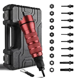 Metric M3 M4 M5 M6 M8 M10+Imperial 1/4-20 10-24 10-32 8-32 Electric Rivet Nut Gun Adapter,Home Insert Nut Riveting Tool,Tool Box
