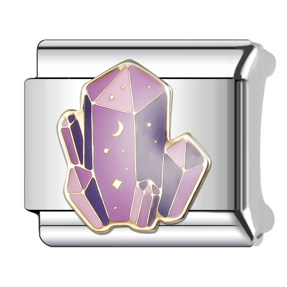 Trusta 2025 Magic Stone Book Charm Italian Links 9mm Bracelet Stainless Steel for Girls Birthday Gift DIY Jewelry Wholesale N327