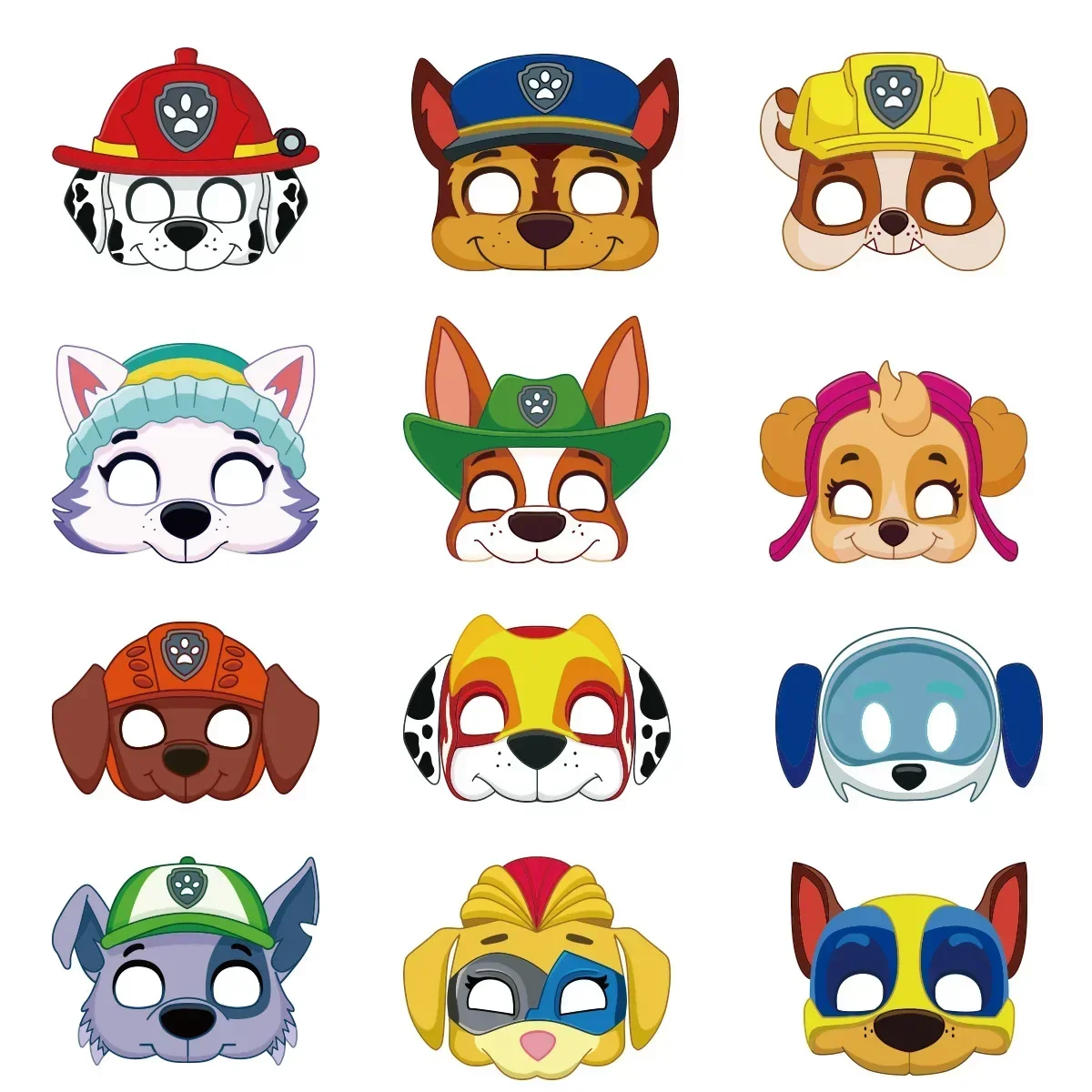 12Pcs Paw Patrol Birthday Party Masks Toy Puppy Patrol Kids Costume Masks Patrulla Canina Figure Mask Kids Cosplay Party