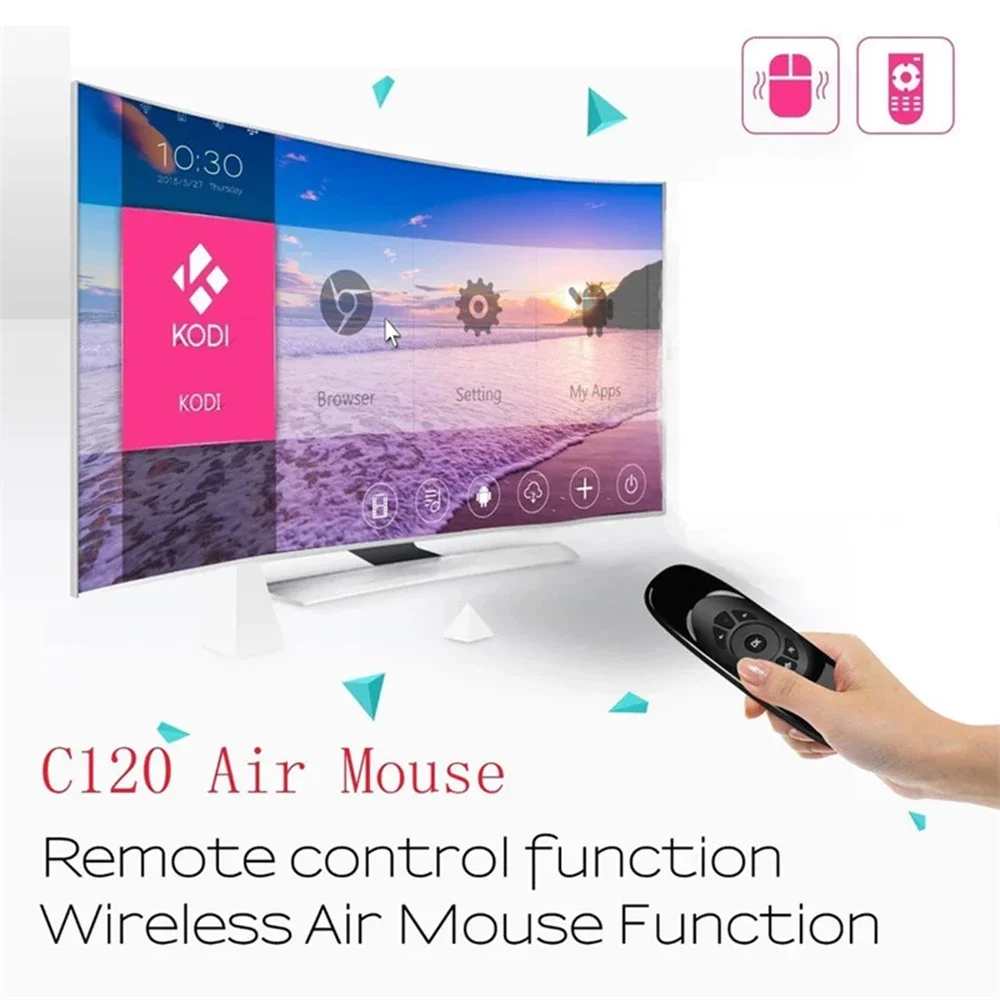 C120 Air Mouse 2.4G RF Smart Remote Control Colorful Backlight English Wireless Keyboard for Android Smart TV Box USB Receiver