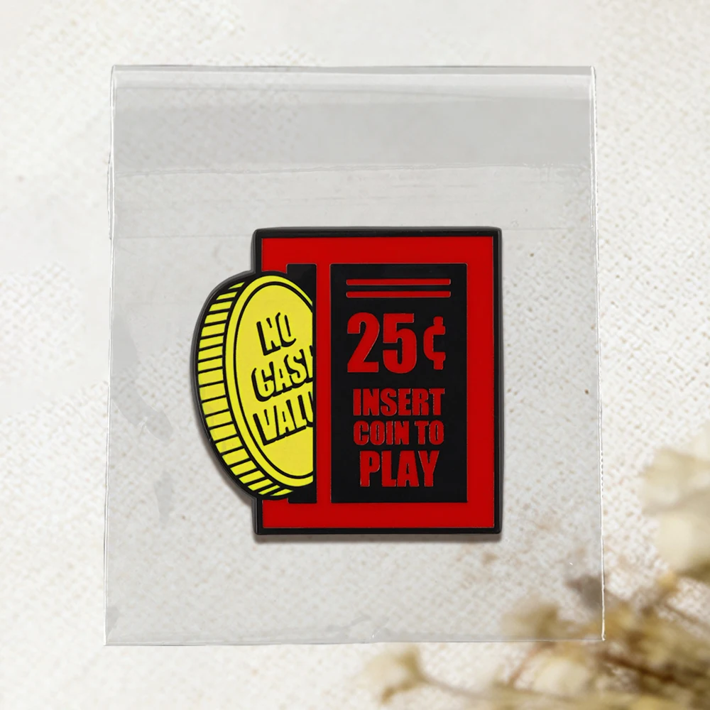 Retro-Arcade-Spiel Münzschlitz-Emaille-Brosche 25 Cent - Münze Einwerfen Zum Spielen Ohne Geldwert Spieler-Abzeichen Einzigartiger Spielthemen-Accessoire – Detail 14