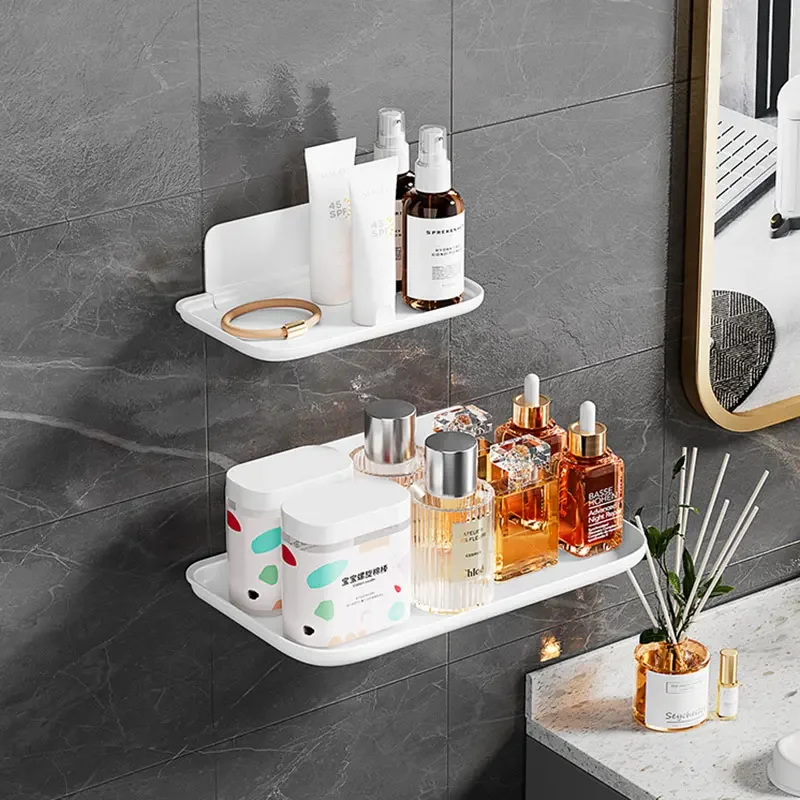 Folding Wall Mounted Shelf Saving Space Foldable Storage Rack Punch-Free Phone Holder Wifi Router Storage Tray BathroomOrganizer