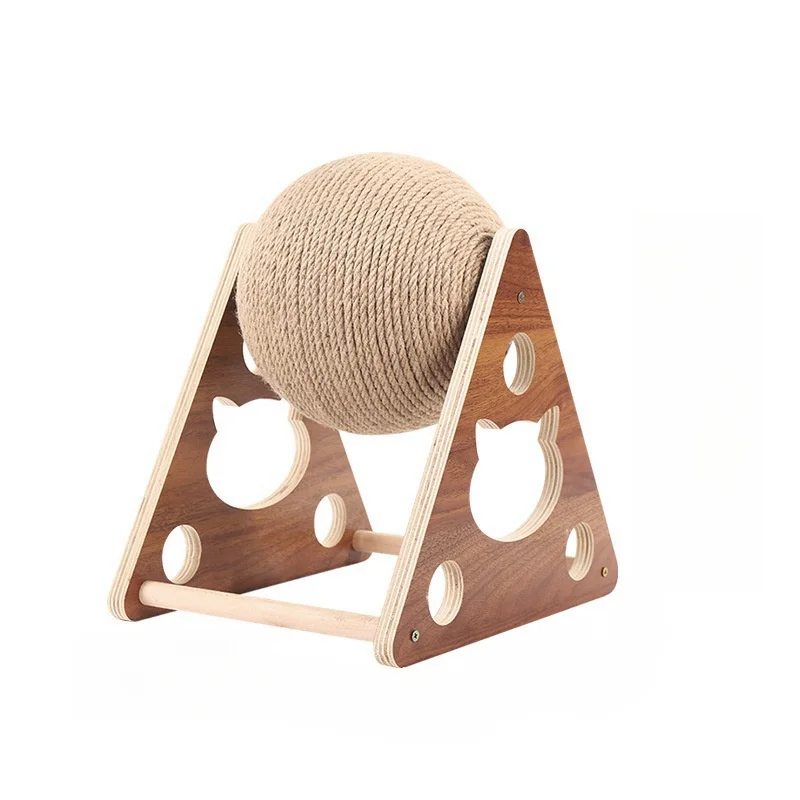 Fun Cat Toys Solid Wood Cat Climbing Frame Handmade Hemp Sword Rope Grinding Claw Ball Durable Pet Supplies