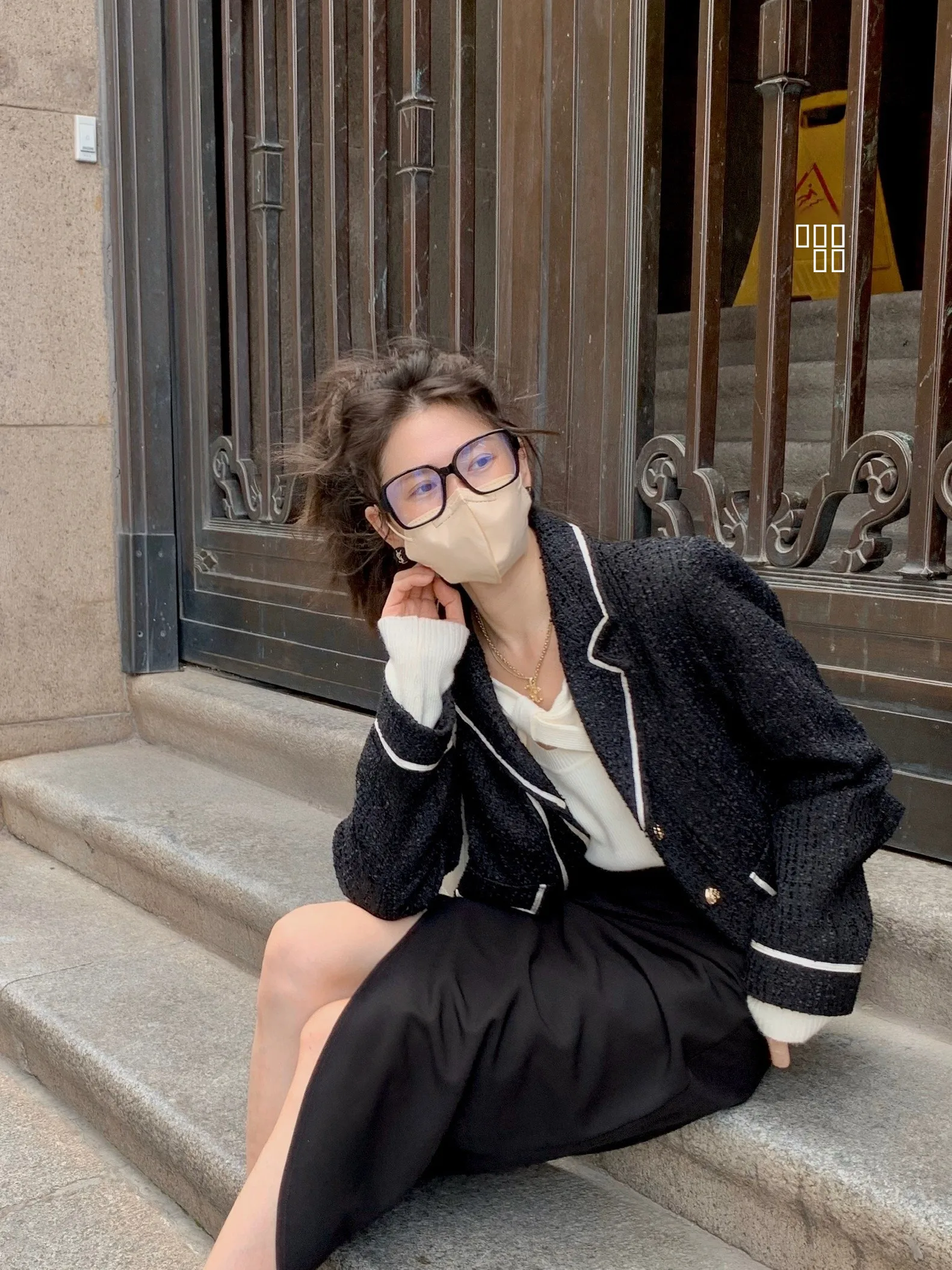 

Sli Bla ort Outerwear Women's Loose Long Sve Autumn Faion Lady's Name Brand Street Sle Button up Coat