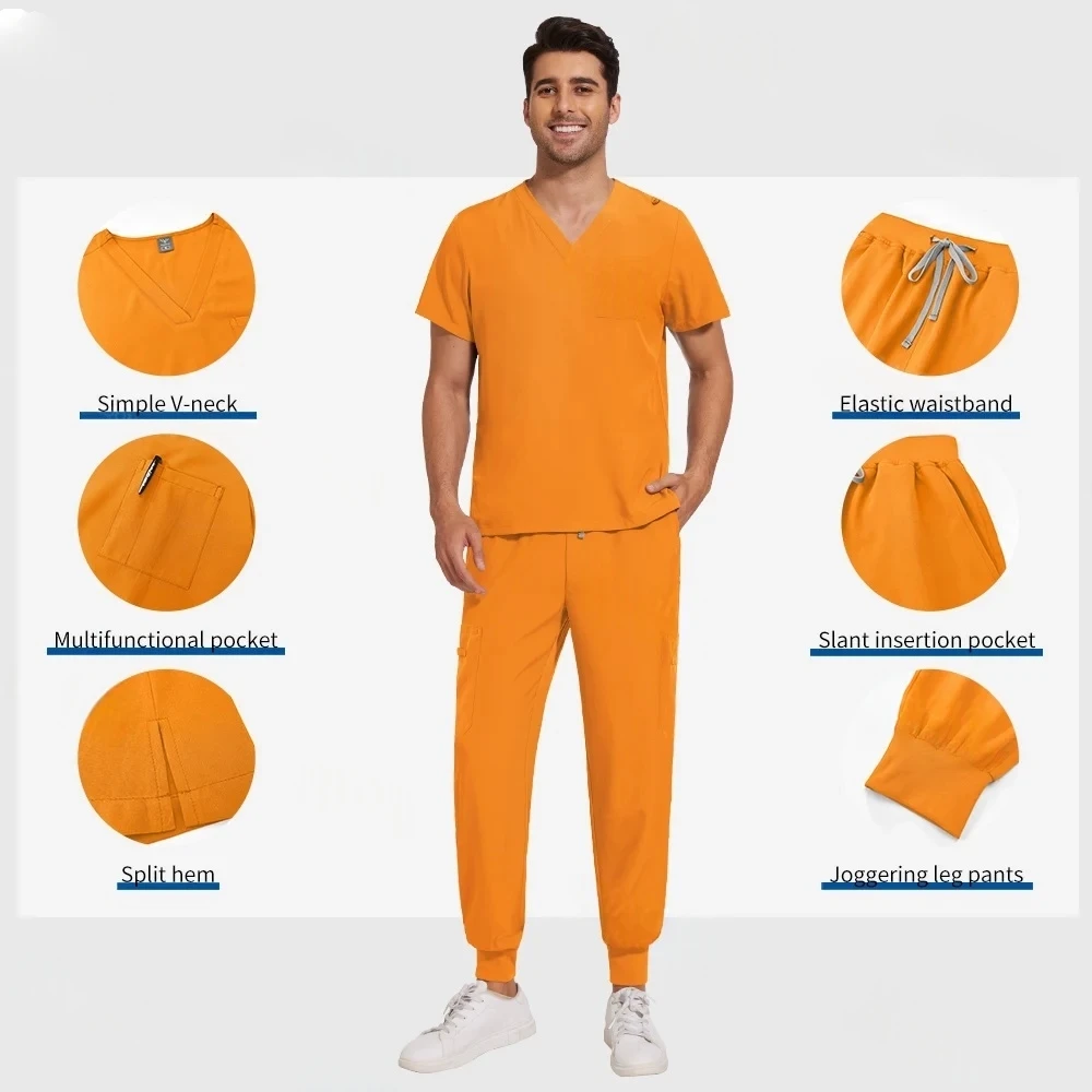 New Lightweight Anti-wrinkle Surgical Uniform Woman Men Medical Nurse Scrub Set Soft Breathable Jogger Nursing Clinical Workwear