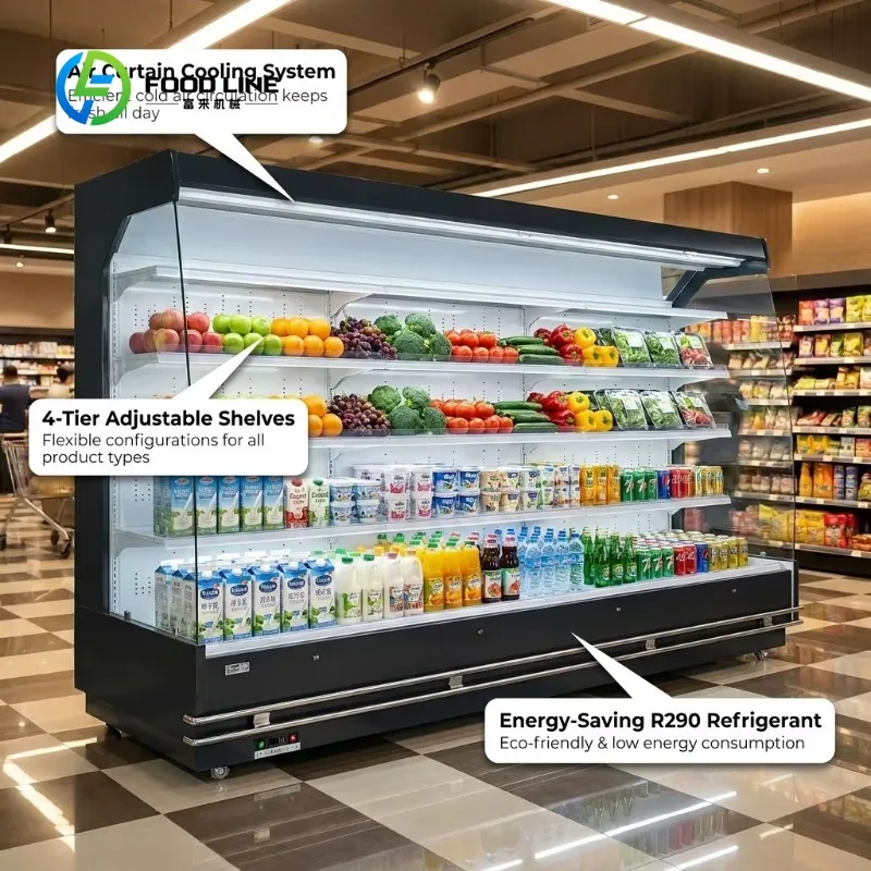 Custom Made Open-style Display Cabinet Vertical Open Front Air Cooling Refrigerated Showcase Commercial Display Chiller
