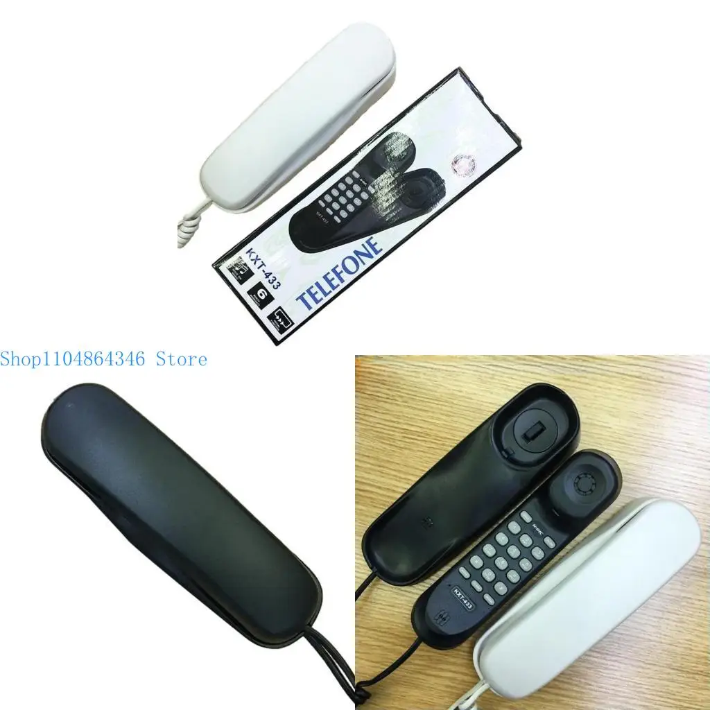 5asd KXT-433 Mini Telephone Desk and Wall Mounted Corded Phone Home Landline Phones with Pause and Redial
