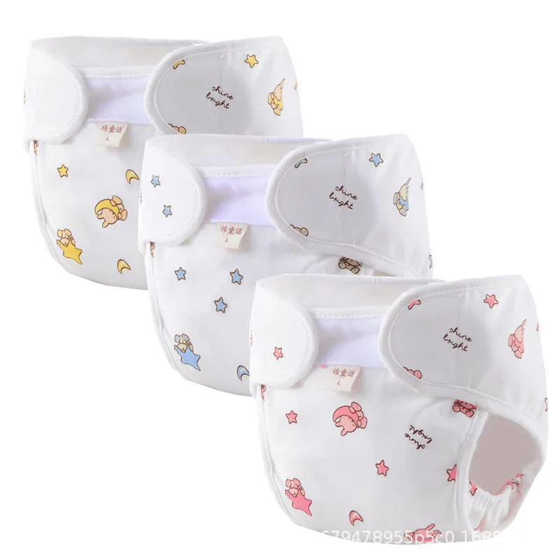 3PC Ecology Cloth Diapers Baby Diaper Reusable Waterproof Panties Solid Color Cloth Nappies for 0-18M Baby