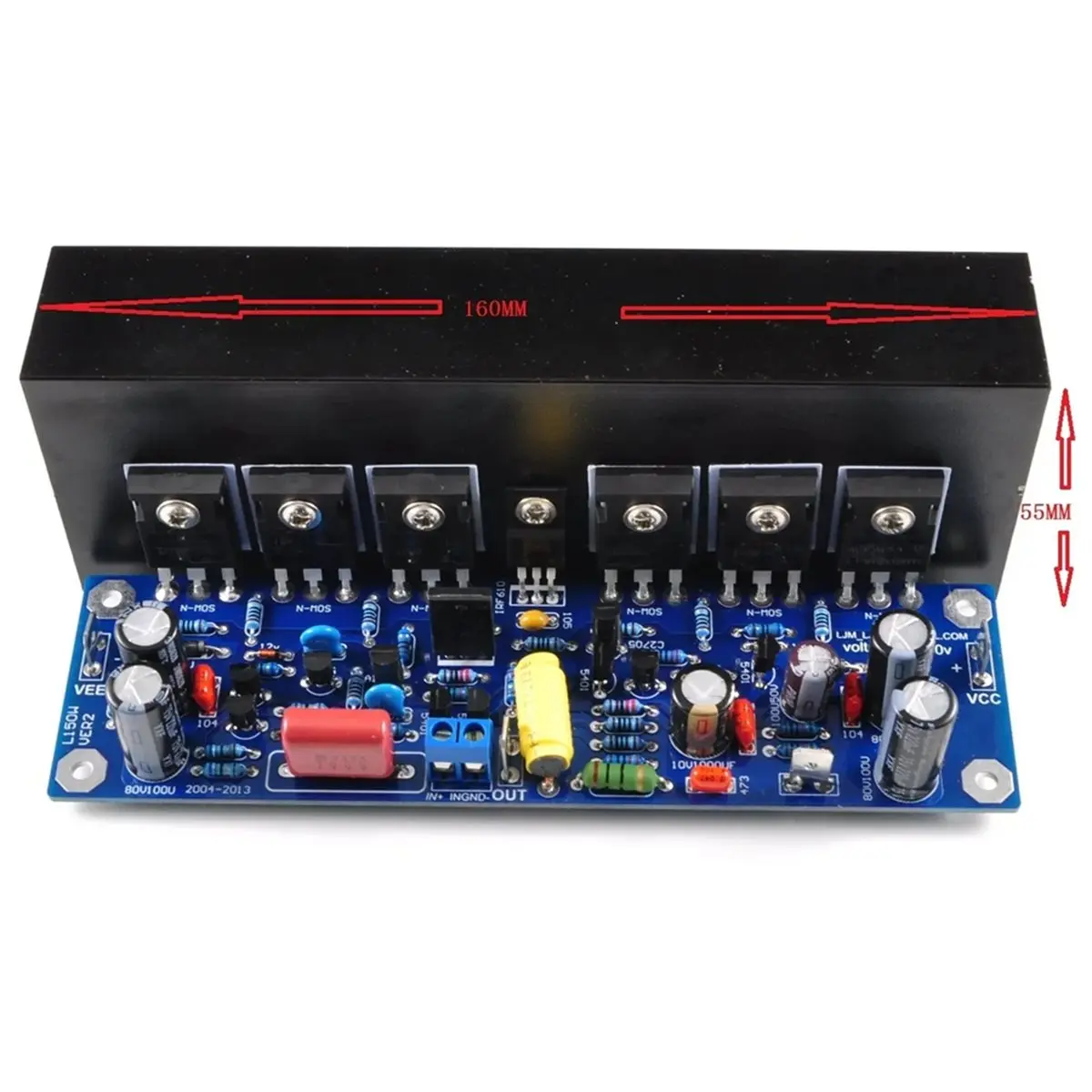 A85P L150W Amplifier, 6 Pieces 200W MOSFET Per Channel Field-Effect Transistor Finished Board for DIY Speaker with Radiator