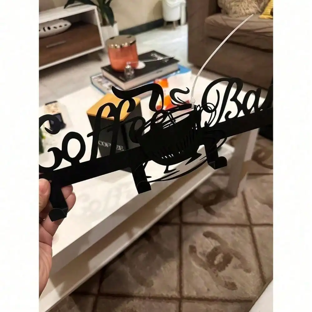 Rustic Farmhouse Metal Mug Rack Wall Mount Coffee Cup Holder Shelf Space Saving Kitchen Organizer Coffee Bar Gift Lovers Decor - view 6