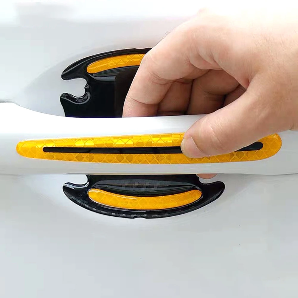 4/8 قطعة جنية مصرى وعاء باب السيارة ملصق مضاد للخدش مقبض الباب تحذير عاكس مقبض الباب الطلاء خدش لينة لاصق فيلم #3