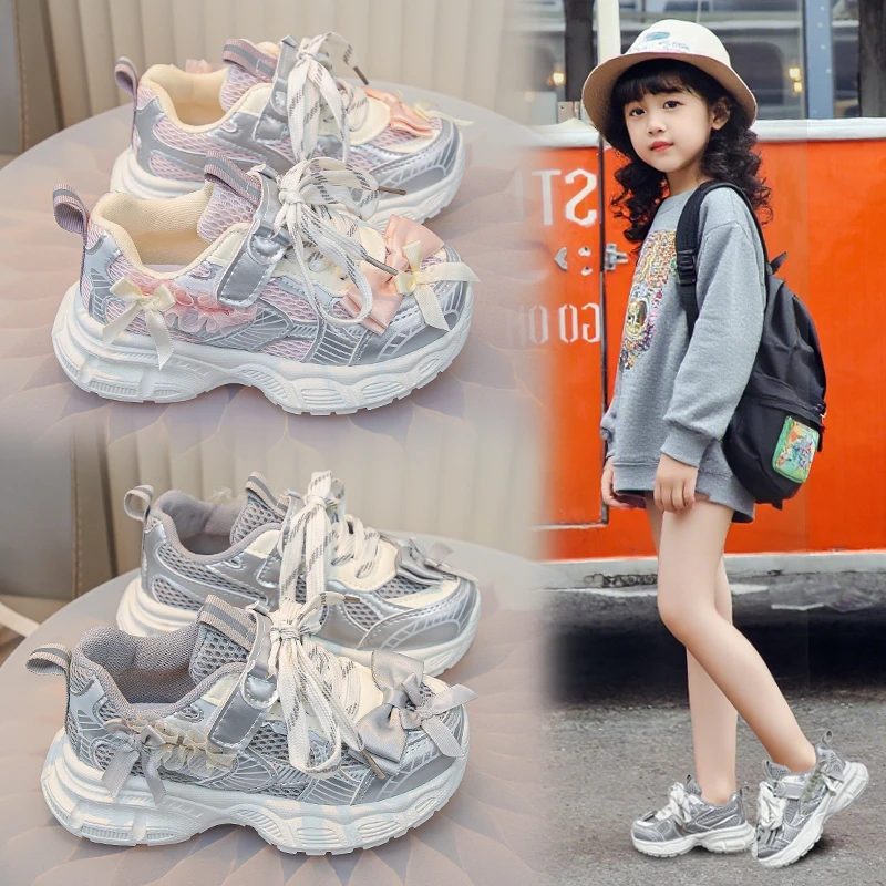 

Новинка 2023 года, спортивная обувь для маленьких девочек, осенняя прогулочная обувь для малышей, универсальные школьные спортивные кроссовки на толстой подошве с мягкой подошвой