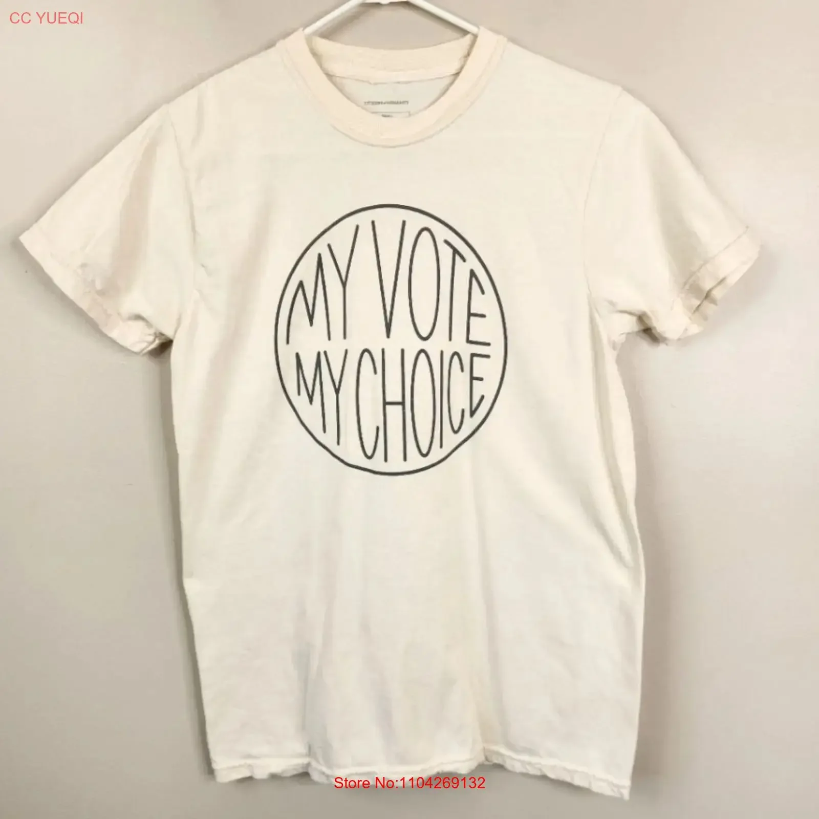 Citizens Of Humanity Womens  My Vote Choice Crewneck T Shirt Small vintage Washed graphic Top For Everyday Wear Soft Stretched