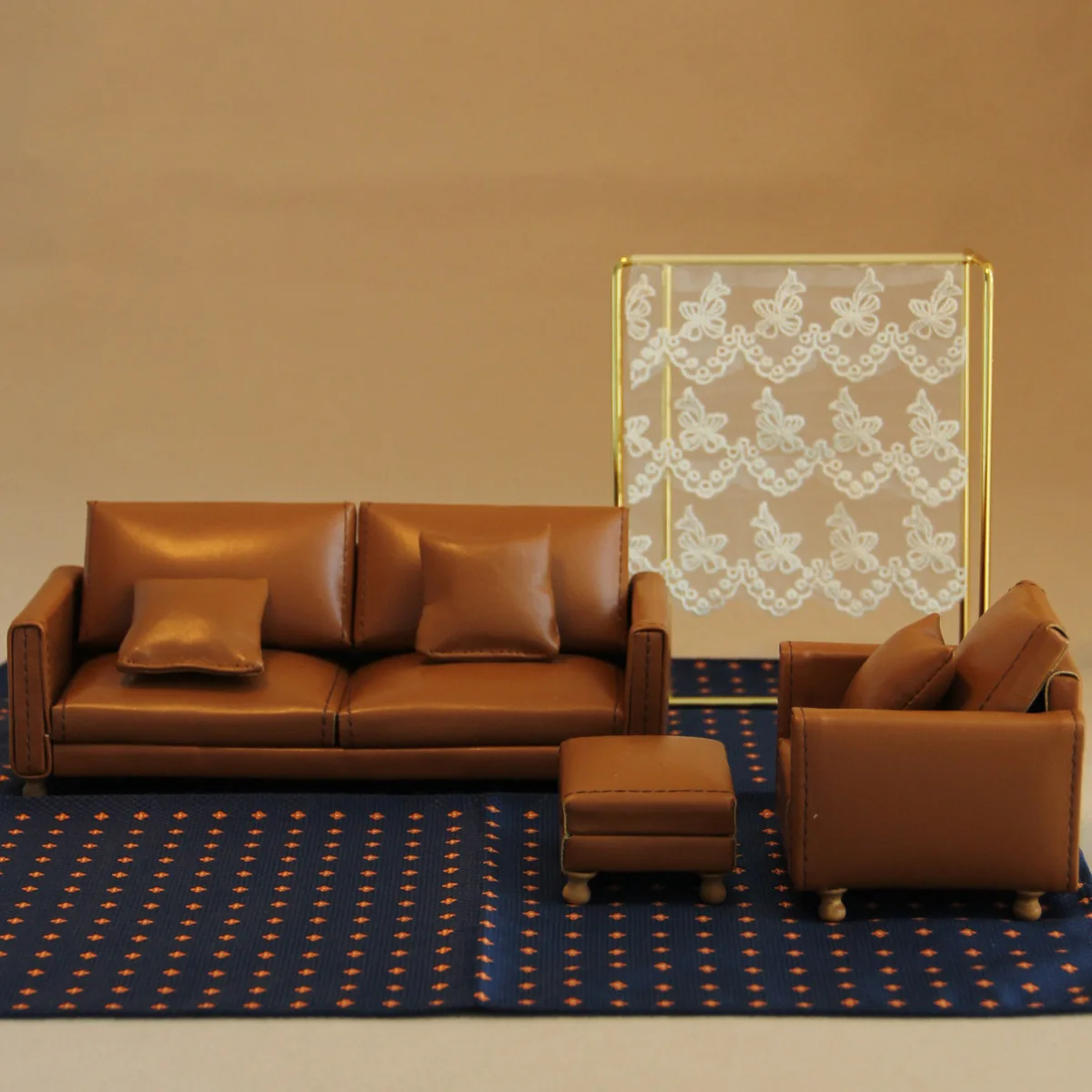 Sofá de cuero moderno en miniatura OB11, 12 escalas, sofás realistas de una sola pareja para muebles de casas de muñecas