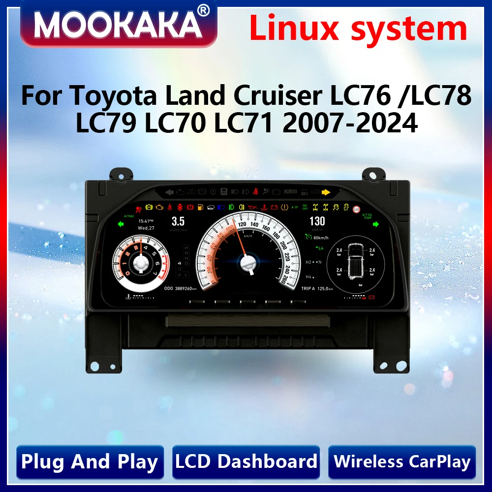 For Toyota Land Cruiser LC76 LC79 LC70 LC71 2007-2024 Car Digital Cluster Virtual Cockpit Odometer Screen  Dashboard Speed Meter