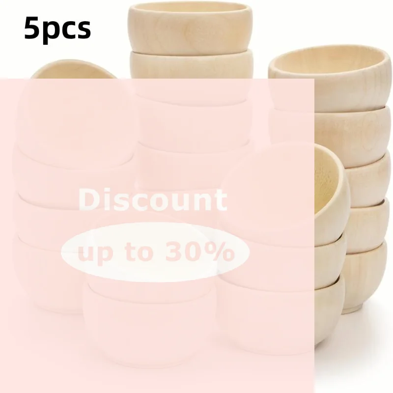 [Unfinished Mini Wooden Bowls 5Pcs DIY Handmade Craft Plain Wood Bowls for Kids Art Project Home Decoration]