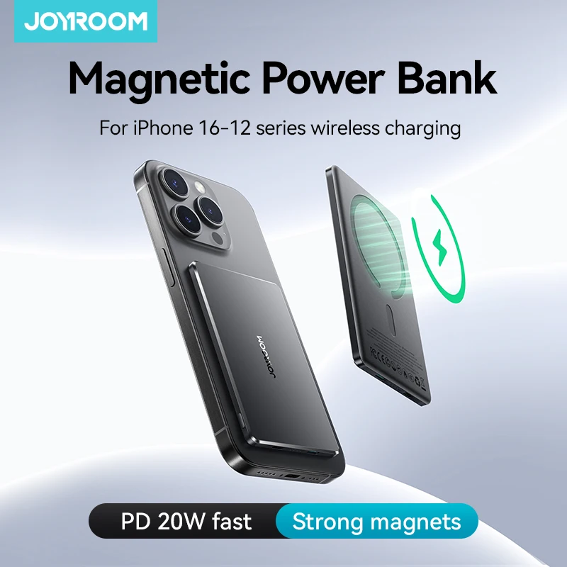 JOYROOM 0.35 Inch 5000mAh Power Bank Ultra Slim for Magsafe Wireless Portable Charger with USB-C Cable for iPhone 16/15/14/13/12