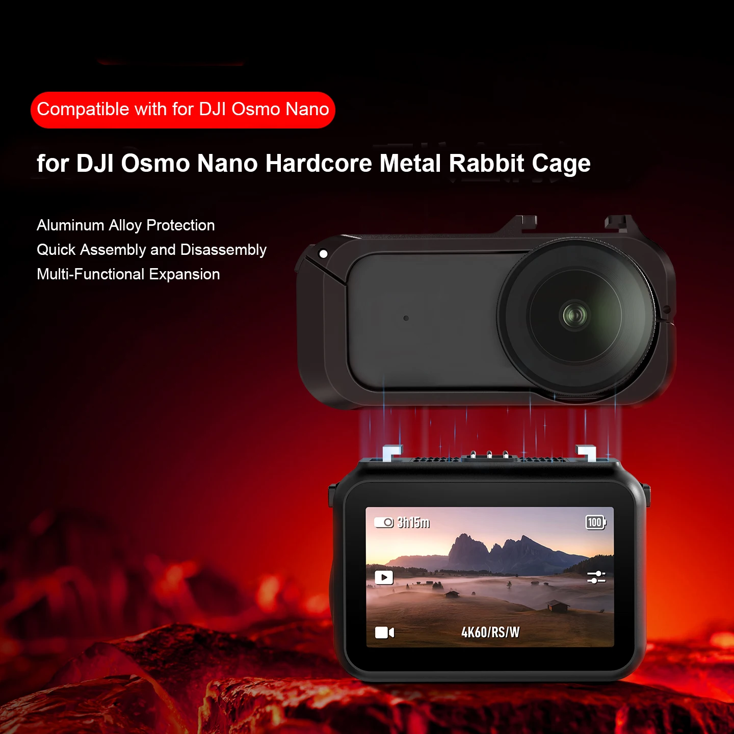 

Cage for DJI Osmo Nano Protective Cage for DJI Mic with a 1/4" Threaded Hole/Quick Release Mount for DJI/Cold Shoe Mount