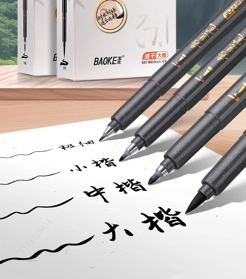 BAOKE 4-teiliges Kalligrafie-Stiftset zum Schreiben, Zeichnen & Handlettering, Schwarze Tintenpinsel-Marker für Kunst, Kalligraphie, Skizzieren – Detail 2
