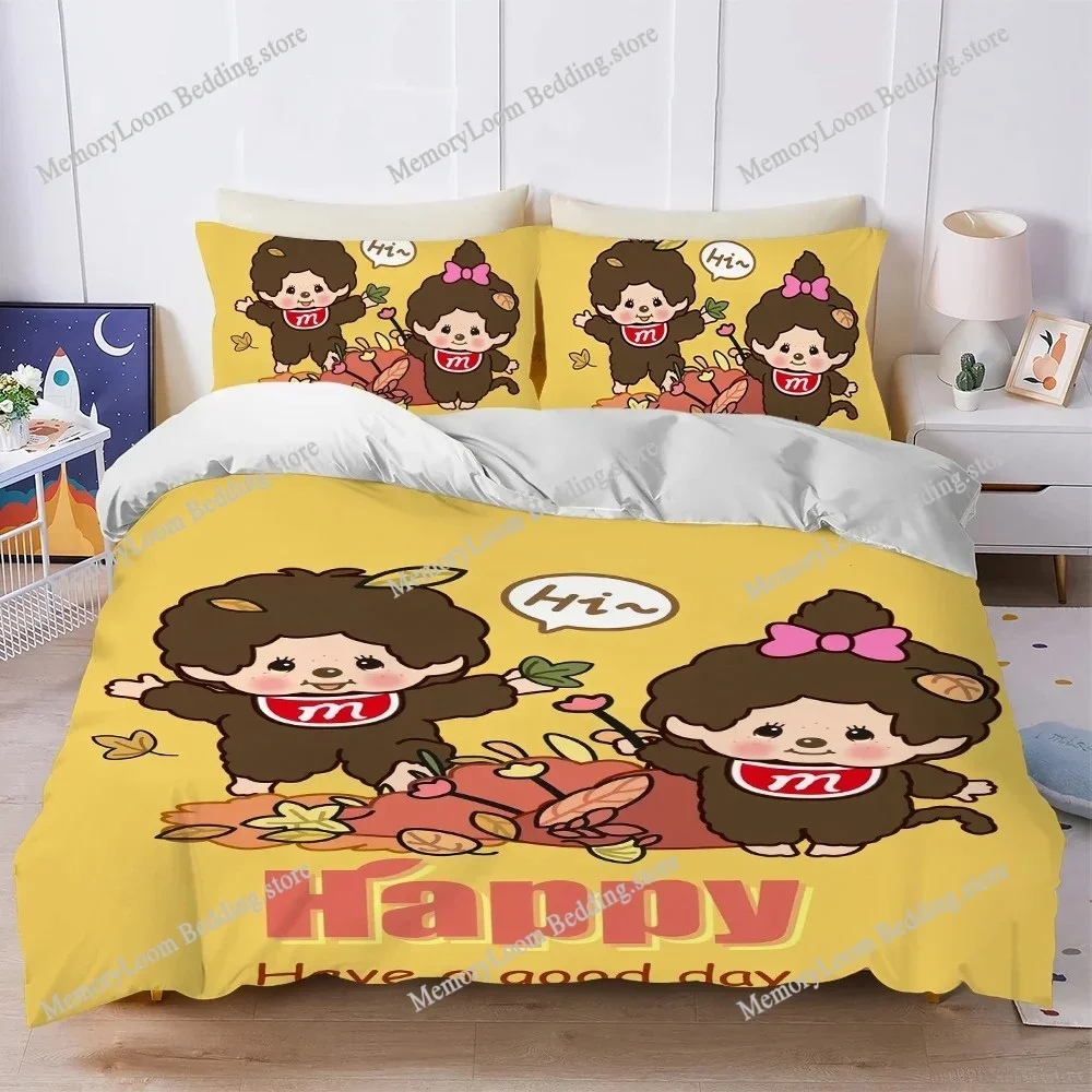 

Cute M-Monchhichi-Cartoon Duvet Cover Set Home Style Bedding Soft Laundry Cotton Bed Four Seasons Student Dormitory Home Textile