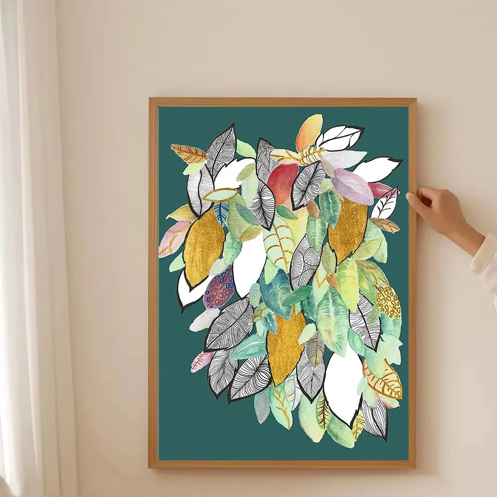 نباتية جدار الفن ورقة طباعة الخضرة ديكور الطبيعة قماش ديكور المنزل الحديث الحد الأدنى الفن غرفة المعيشة ديكور غرفة نوم الفن Botani #3