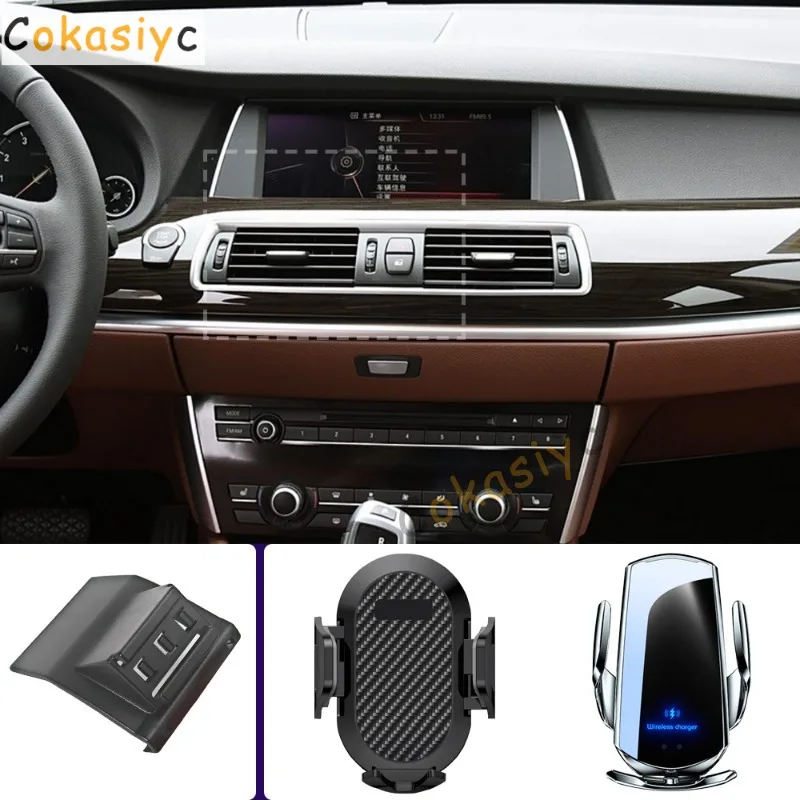 Suporte de Telefone para Carro para BMW Série 5 5GT F07 2010 2011 2012 2013-2017, Suporte para Celular com Carregamento Sem Fio e Base Fixa Especial